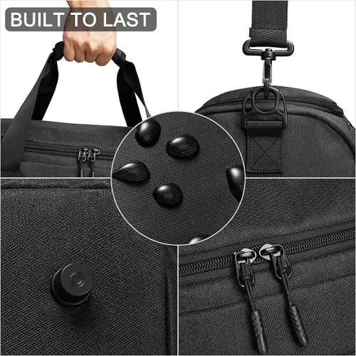 Vista 8 de Bolsa de gimnasio para hombres y mujeres, pequeña bolsa deportiva con bolsillo húmedo y compartimento para zapatos, bolsa de lona resistente al agua