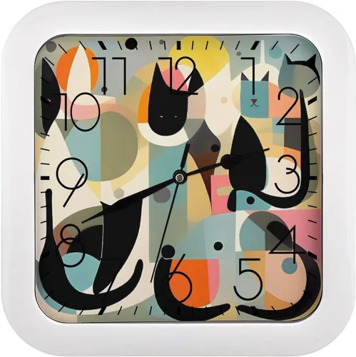 Vista 27 de 10" Square Modern Wall Clock,Animal Patterns Print Kitchen Clocks Wall Battery Operated,Silent Non Ticking Unique Funny Cute Wall Clock for Living