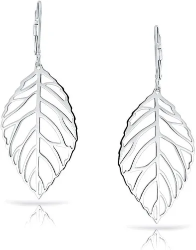 Vista 2 de Tribal Boho Lightweight Nature Open Drop Leaf Dangle Earrings Western Jewelry For Women Teens .925 Sterling Silver Lever Back