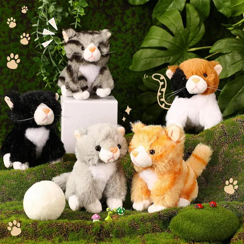 Vista 5 de Leitee 16 piezas de animales de peluche para gatos, recuerdos de fiesta a granel, de 5 pulgadas, juguete de peluche de gatito lindo surtido, regalo