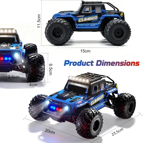 Vista 8 de Gohero Camión monstruo RC 32KM/H 1/18 Offroad Azul y rojo
