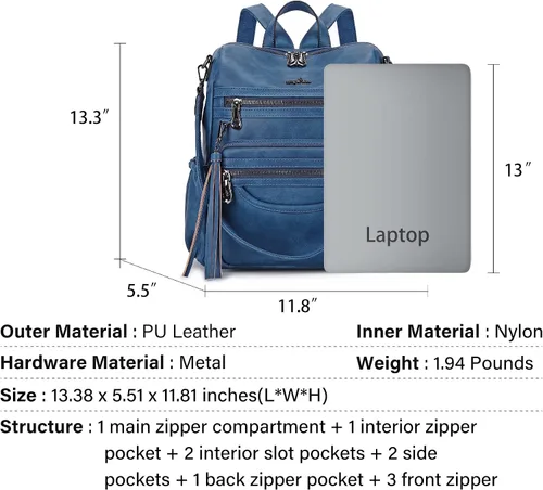 Vista 30 de Bolsos mochila monedero de piel sintética para mujer, bolsas con zíper, mochilas de hombro casuales