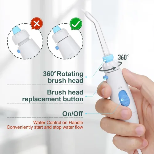 Vista 6 de Irrigador de agua, irrigador dental eléctrico para limpieza de dientes y frenillos, irrigador oral eléctrico para adultos y niños con 10 presiones