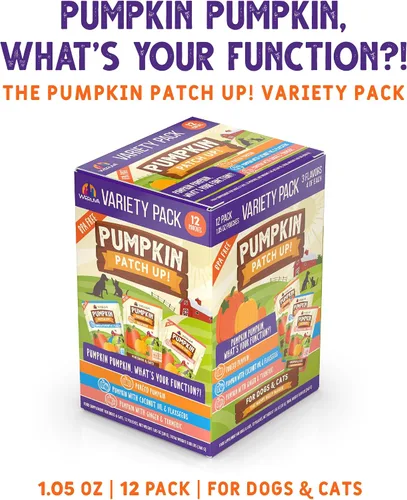 Vista 2 de Weruva Pumpkin Patch Up! Pumpkin Pumpkin, What's Your Function Paquete variado para perros y gatos, bolsa de 1.05 onzas (paquete de 12)