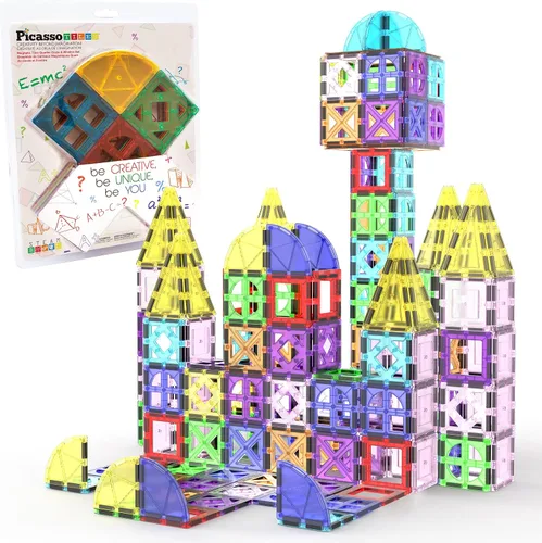 Vista 10 de PicassoTiles Bloques de construcción magnéticos con azulejos y click-in, artes gráficas educativas, juego de construcción de imán, juego