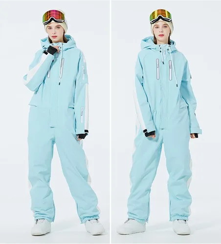 Vista 3 de Traje de esquí de una pieza para mujer, resistente al viento, impermeable, traje de nieve para deportes al aire libre
