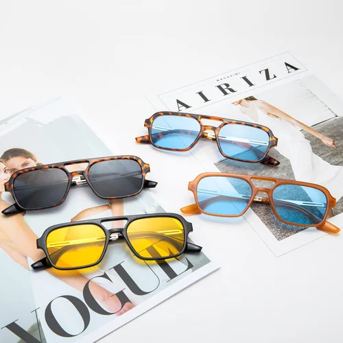 Vista 5 de COASION Lentes de sol planos estilo aviador vintage de los años 70 para mujeres y hombres, diseño cuadrado de metal con protección UV400