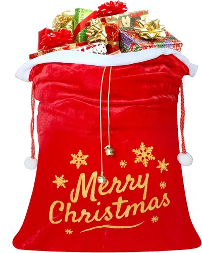 Vista 10 de ZMCINER 38 PCS bolsas de regalo de Navidad con cordón de varios tamaños, bolsas de Navidad con cordón para regalos de Navidad, regalos