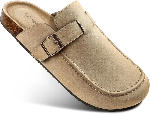 Vista 12 de BULLIANT Zuecos pantuflas sandalias de enfermería zapatos de trabajo para hombres y mujeres, parte superior con forro polar + plantilla de corcho