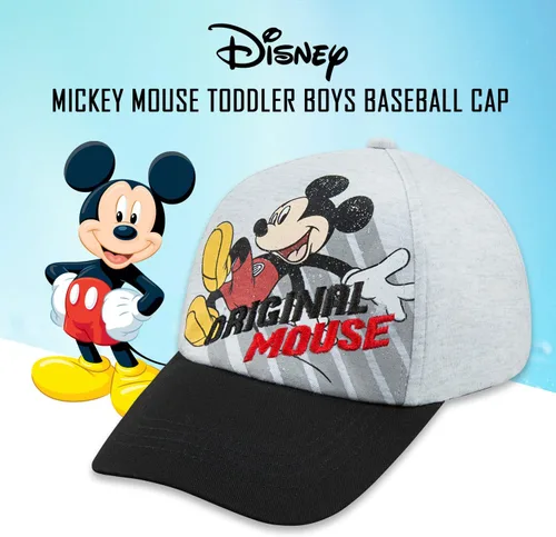 Vista 2 de Disney Gorra de béisbol de Mickey Mouse para niños, color rojo, gris, orejas dimensionales, cómics, elegante, edad 4-7, 2-4 años