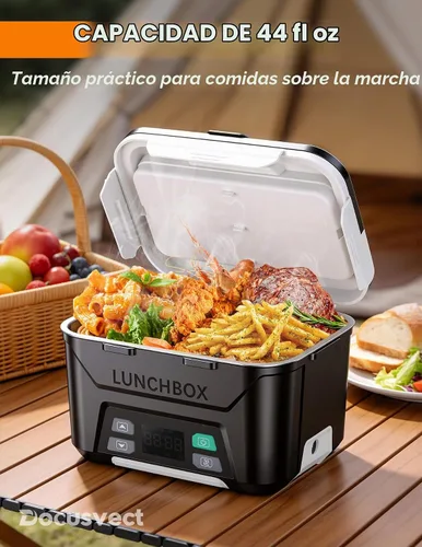 Vista 2 de Docusvect - Fiambrera eléctrica inalámbrica para adultos, 1.3 L, con calefacción 20,000mAh Heated Lunch Box Cordless for Men, 2H Heat+1H