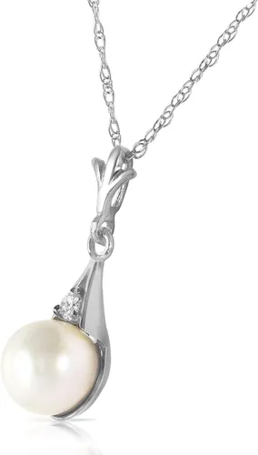 Vista 3 de Galaxy Gold GG Collar de oro rosa blanco macizo de 14k con diamantes y perlas cultivadas en agua dulce