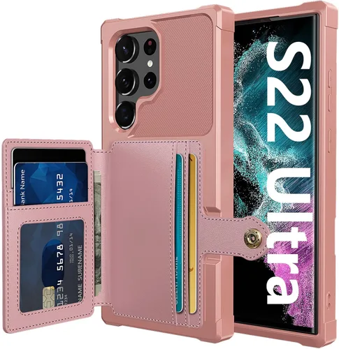 Vista 7 de Funda para Samsung Galaxy S21 Ultra con tarjetero, compatible con soporte magnético para automóvil, resistente a los golpes, resistente, suave, TPU