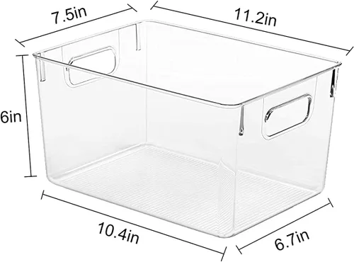 Vista 6 de Paquete de 4 organizadores de cocina – Contenedores de almacenamiento de plástico transparente para refrigerador, despensa, gabinete, encimeras
