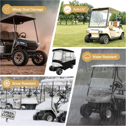 Vista 8 de Leader Accessories Recinto de conducción de golf para 2 + 2 personas, cubierta de carrito de golf para pasajeros de techo corto para 2 personas Negro