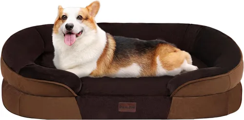 Vista 26 de Dwanton - Cama ortopédica para perros medianos con espuma de gel de memoria, sofá impermeable para perros, cama lavable para mascotas con cojín