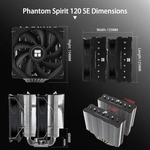 Vista 6 de Thermalright PS120SE Enfriador de aire para CPU, enfriador de CPU con 7 tubos de calor, ventilador dual TL-C12B V2 PWM, tecnología AGHP 4.0