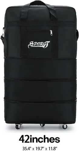 Vista 9 de Bolsa de lona expandible con ruedas giratorias, maleta, plegable, expandible, Negro -, Moda moderna