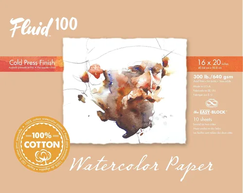 Vista 13 de Bloque de Papel Acuarela Fluid 100, 4 x 6 pulgadas, 15 Hojas, 140 libras (300 GSM) 100% Algodón, Ficha de Prensa Fría para Pintura Artística