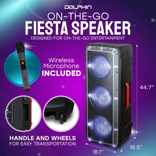 Vista 7 de Dolphin SP-310RBT Triple 10" recargable Fiesta altavoz, fuerte, bajo, portátil