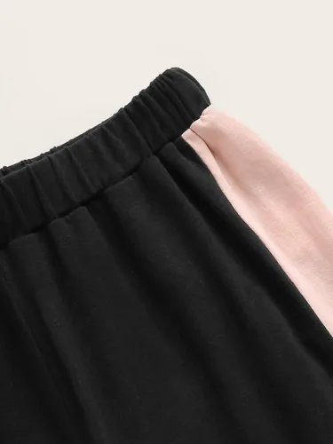 Vista 4 de Floerns Conjunto de 2 piezas de camiseta corta y leggings de manga corta con estampado de letras para niñas