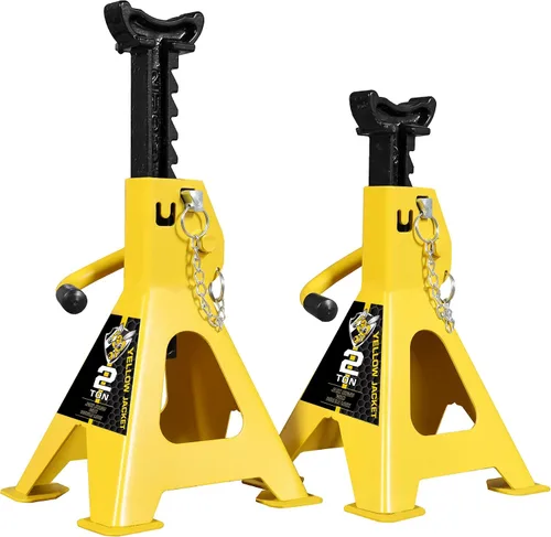 Vista 9 de YELLOW JACKET - Soportes de gato de 6 toneladas con doble bloqueo para levantar coches y SUV, acero de alta resistencia, capacidad de 13000 lb, 1