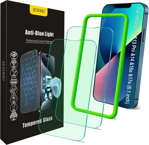 Vista 14 de Protector de pantalla de luz azul para iPhone 11, iPhone XR (6.1") HD con bloqueo de luz azul, película de vidrio templado, protección
