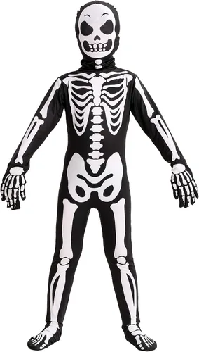Vista 6 de Disfraz infantil de esqueleto ajustado para Halloween o truco o trato
