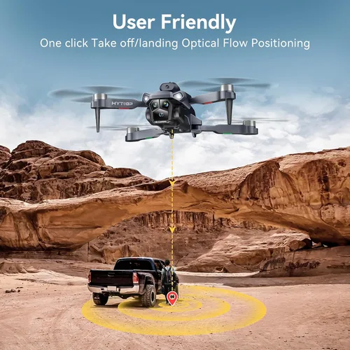 Vista 3 de Dron con cámara 1080P HD, Drones de motor sin escobillas con cámara para adultos, video WiFi en vivo, vuelo de punto de referencia, retorno de una