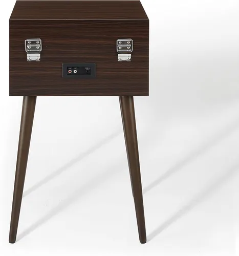 Vista 5 de Crosley CR6236A-WA Jasper Tocadiscos, Nuez Tocadiscos de 3 velocidades, entrada y salida Bluetooth, altavoces estéreo integrados de rango