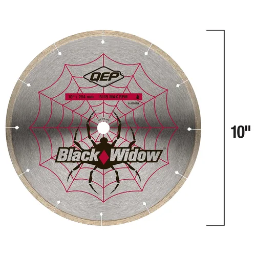 Vista 5 de QEP - Disco de diamante QEP 6-1008BW Black Widow, de 10 pulgadas con borde micro segmentado, mandril de 5/8 pulgadas, para corte en húmedo, máximo