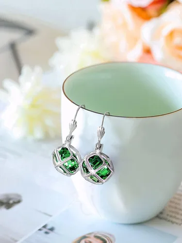 Vista 8 de Aretes colgantes de cristal austriaco de 0.551 in para mujer, joyería Glod de 14 quilates