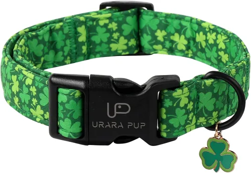 Vista 54 de Collar de perro floral azul, collar floral de algodón ajustable para primavera y verano con colgante de margarita, hebilla de liberación rápida