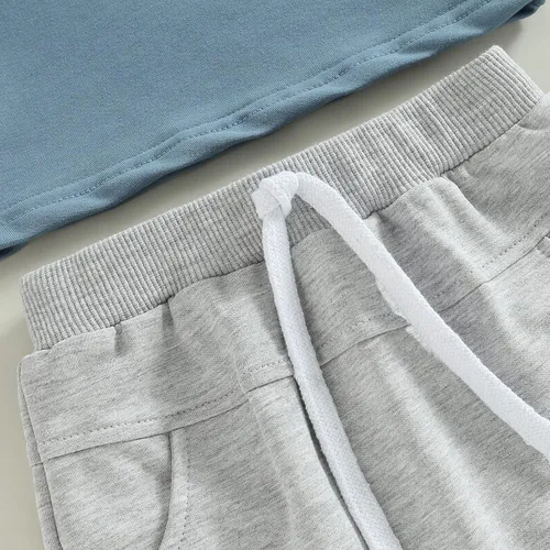 Vista 7 de Conjunto de pantalones cortos con estampado de letras, ropa de verano para bebés y niños pequeños, 0, 6, 12, 18, 24 meses