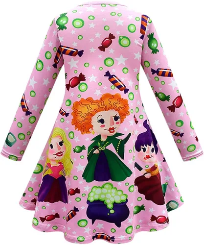 Vista 3 de CREATIE Vestido casual de manga larga para niñas 4-9 años