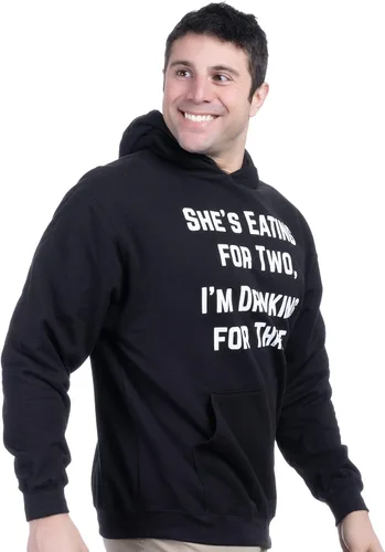 Vista 3 de Ann Arbor T-shirt Co. Beber para tres Divertida sudadera con capucha con capucha para papá nuevo padre embarazo maternidad