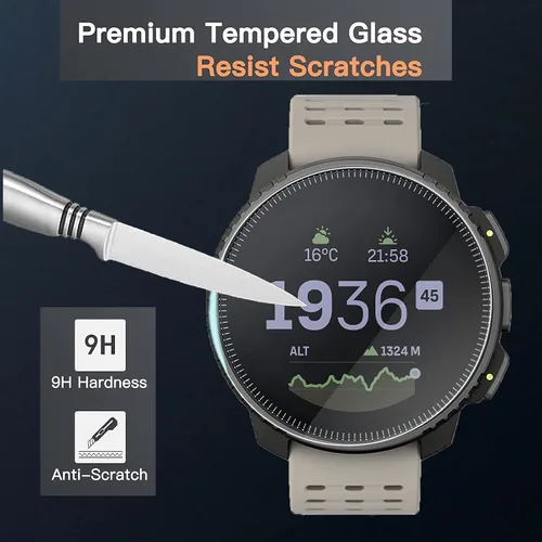 Vista 4 de Lamshaw Bravo XL - Protector de pantalla para reloj inteligente, [3 unidades] Película protectora de pantalla de vidrio templado 9H compatible