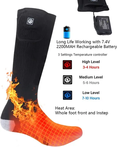 Vista 3 de Calcetines térmicos para hombres y mujeres, calcetines de batería para pies fríos, calcetines eléctricos térmicos para campamento, calentadores