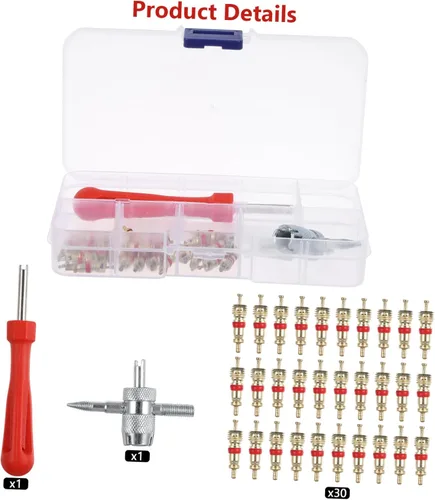 Vista 6 de DECHOUS Kit de reparación de neumáticos de 32 Uds., herramienta práctica de extracción de núcleos, kit de reparación de rueda de aleación