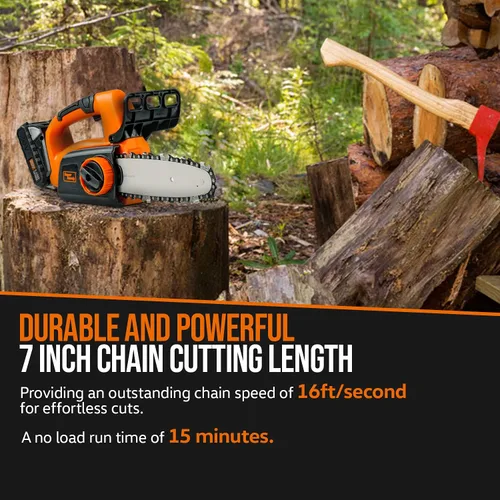 Vista 2 de SuperHandy Mini motosierra eléctrica inalámbrica de 8 pulgadas 20 V 2.0 Ah ligero árbol de madera corte forestal paisajismo