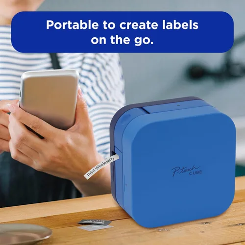 Vista 5 de Brother P-Touch Cube - Etiquetadora para teléfono inteligente, tecnología inalámbrica Bluetooth, múltiples plantillas disponibles, compatible