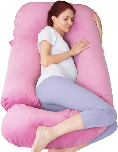 Vista 13 de Almohadas de embarazo de 60 pulgadas para dormir, almohada corporal extra grande en forma de U, almohada de embarazo, almohada de maternidad