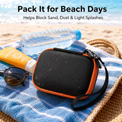 Vista 8 de Funda rígida de transporte para altavoz Bluetooth JBL Go 5/Go 4/Go 3, bolsa de almacenamiento de viaje con forro suave, bolsillo de malla, correa