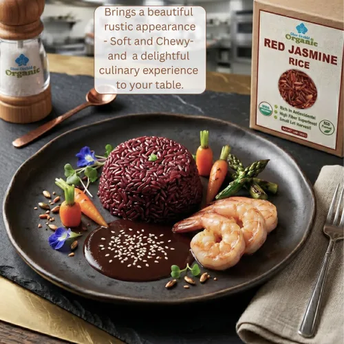 Vista 8 de Arroz orgánico de jazmín rojo tailandés, sin gluten, sin conservantes, lote pequeño cultivado en Tailandia, 2 libras