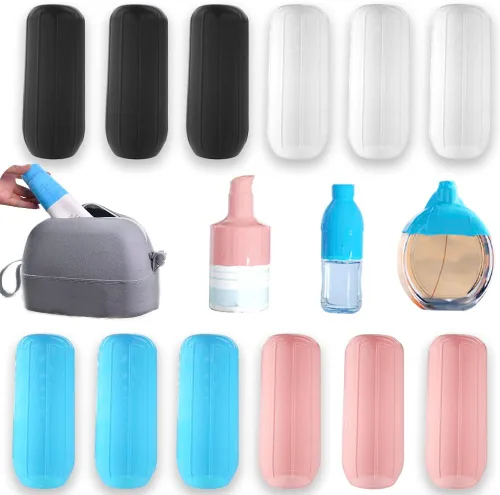 Vista 8 de Fundas elásticas de silicona reutilizables para prueba de fugas para contenedores de viaje en equipaje, cocina reutilizable, artículos de tocador