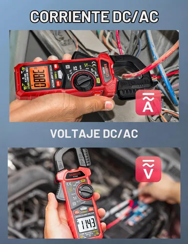 Vista 4 de KAIWEETS Multímetro de Pinza Digital con Mordaza en Forma de D para Corriente y Voltaje CA/CC, Probador de Voltaje de Rango Automático de 4000
