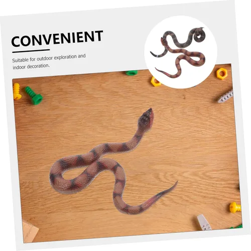 Vista 9 de Yardwe 2pcs Realistic Rubber Snakes Soft Rattlesnake Figurine for Pranks Halloween Decorations Garden Displays Educational Fun Safe for Pets