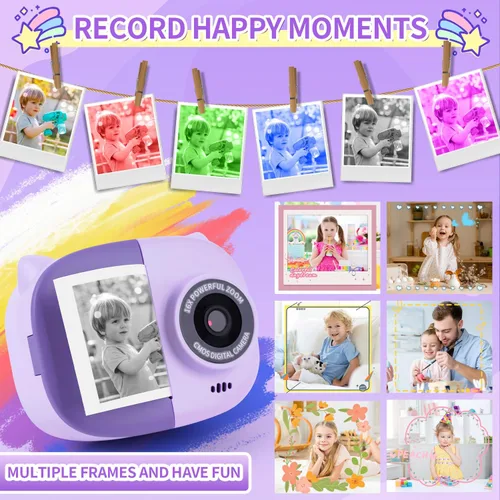 Vista 4 de Cámara de Impresión Instantánea Rongta para Niños, Impresora Foto Portátil para Regalos de Cumpleaños, Juguetes para Niños, Cámara Digital Infantil