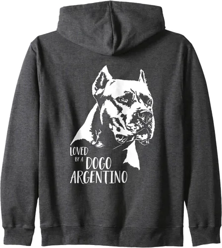 Vista 4 de Loved by a Dogo Argentino dog mom dog saying Zip Hoodie