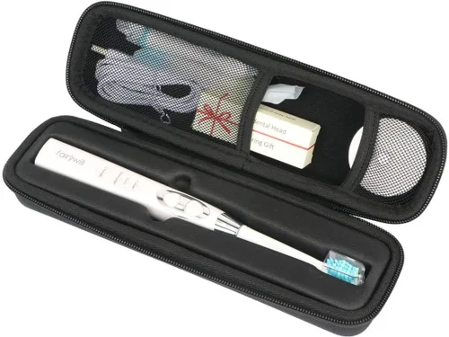 Vista 2 de khanka Estuche de viaje para cepillo de dientes eléctrico con 2 tapas de pasta de dientes compatible con Philips y Oral-B EVA Hard Shell, Mesh